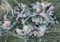 bouquets lying in tall grass